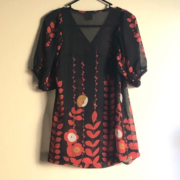 Coco and Chase Sheer Red and Black Blouse - Picture 9 of 10